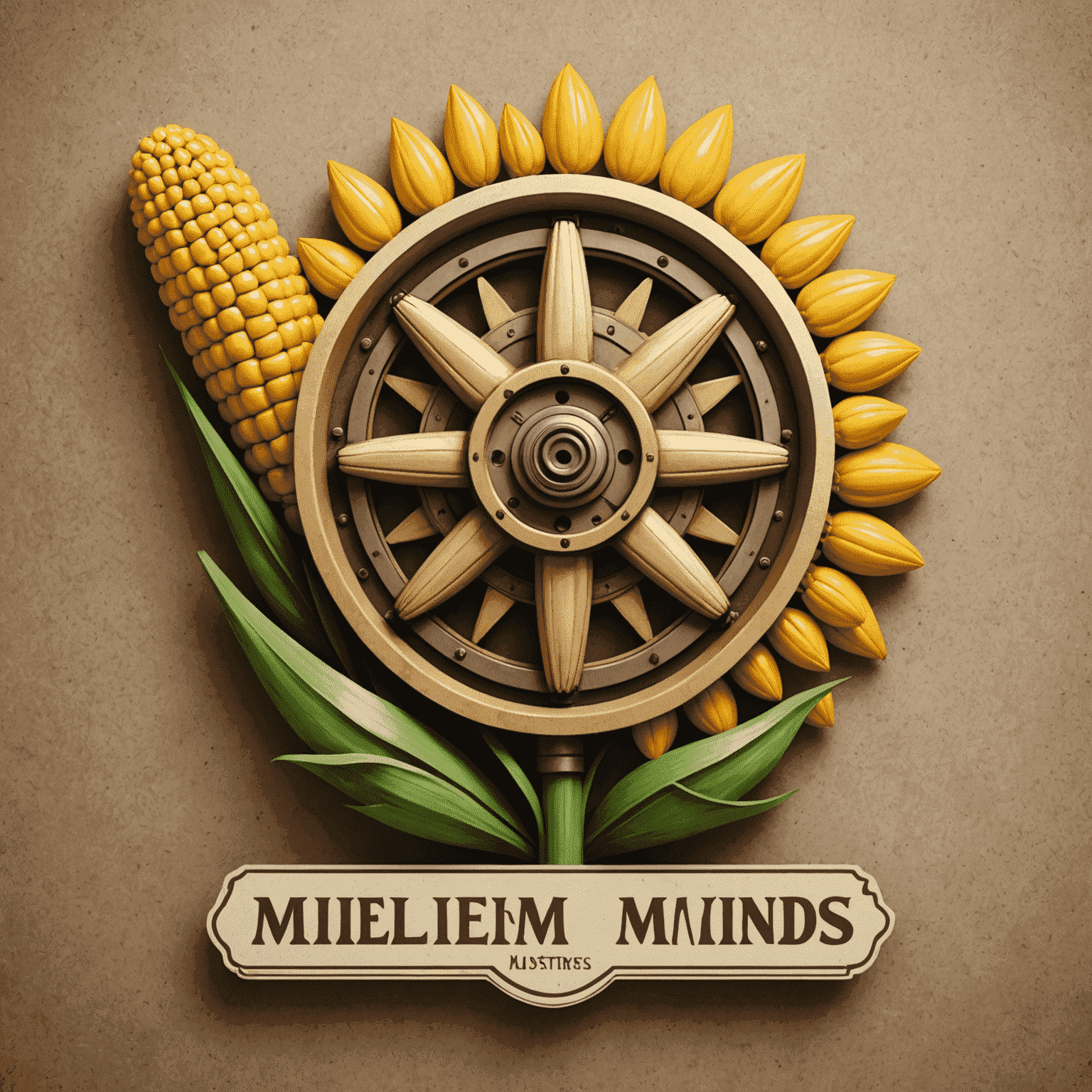 MielieMasterminds logo - A stylized maize cob with a gear mechanism, symbolizing agricultural expertise and operational efficiency