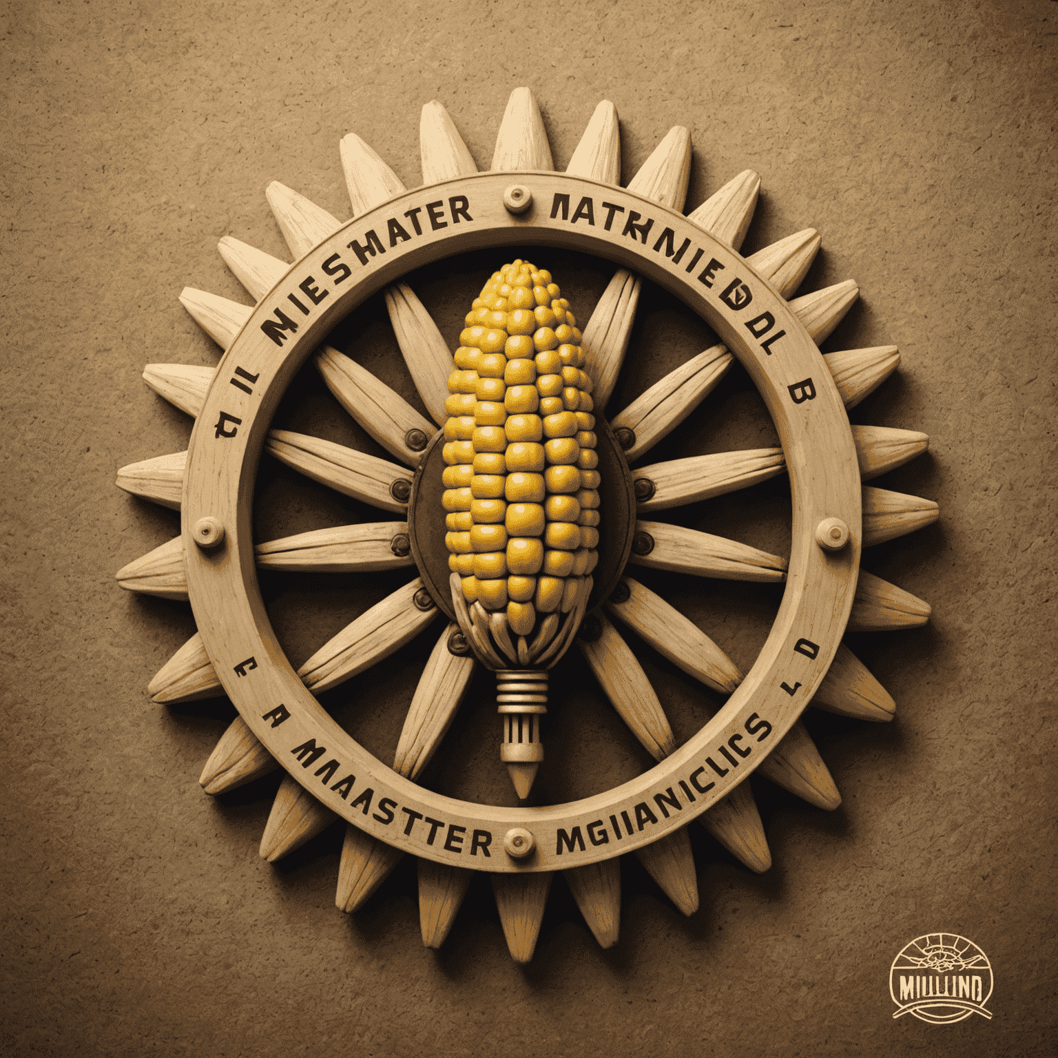 MielieMasterminds logo - A stylized maize cob with a gear mechanism, symbolizing agricultural expertise and operational efficiency