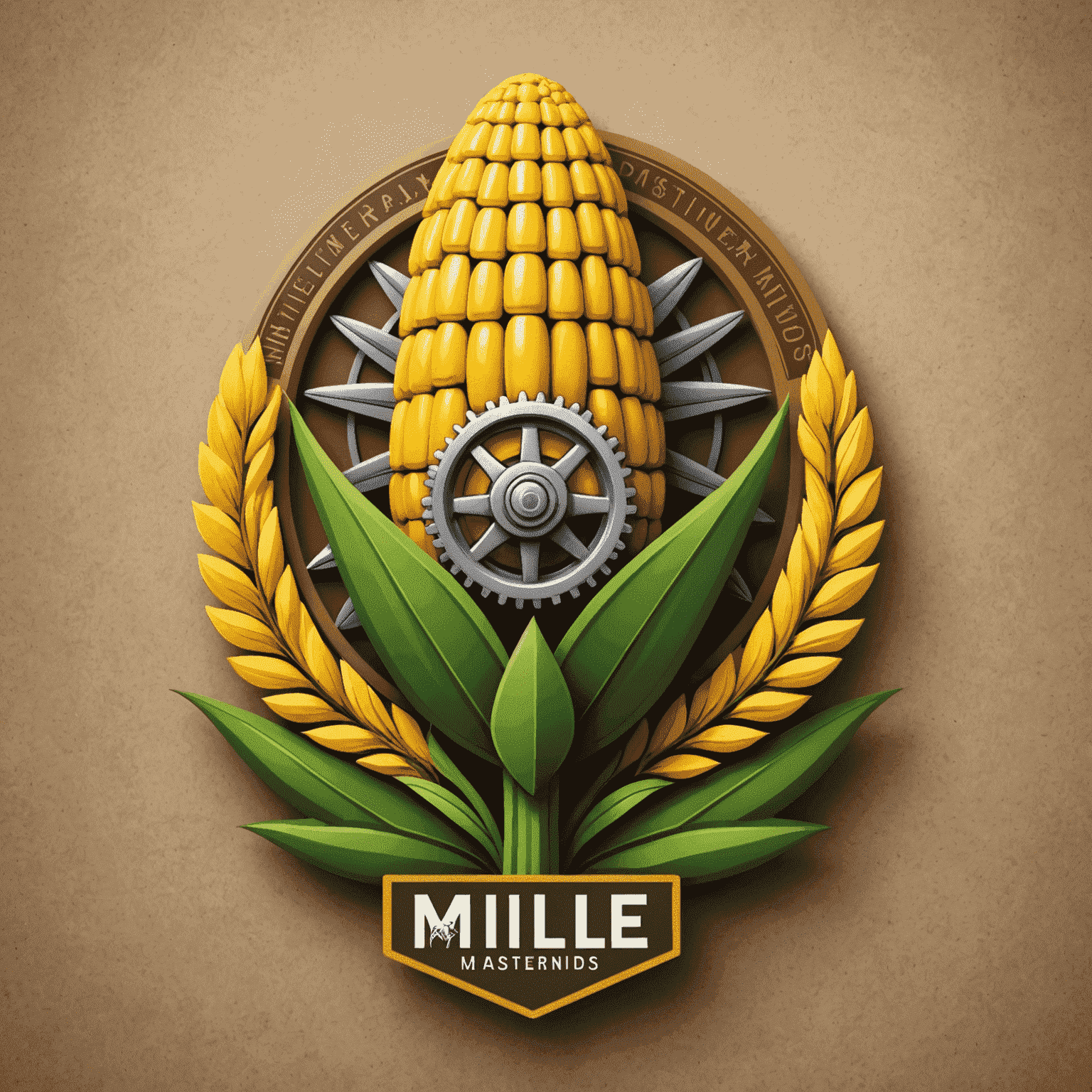 MielieMasterminds logo - A stylized maize cob with a gear mechanism, symbolizing agricultural expertise and operational efficiency