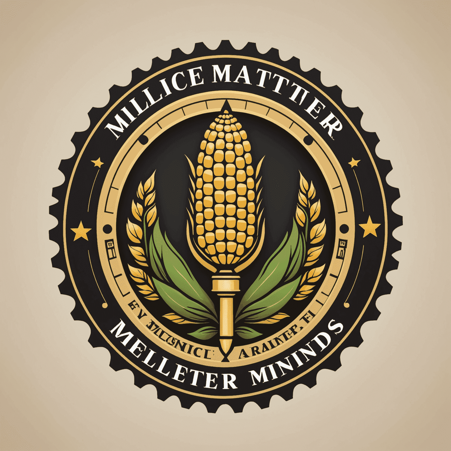 MielieMasterminds logo - A stylized maize cob with a gear mechanism, symbolizing agricultural expertise and operational efficiency