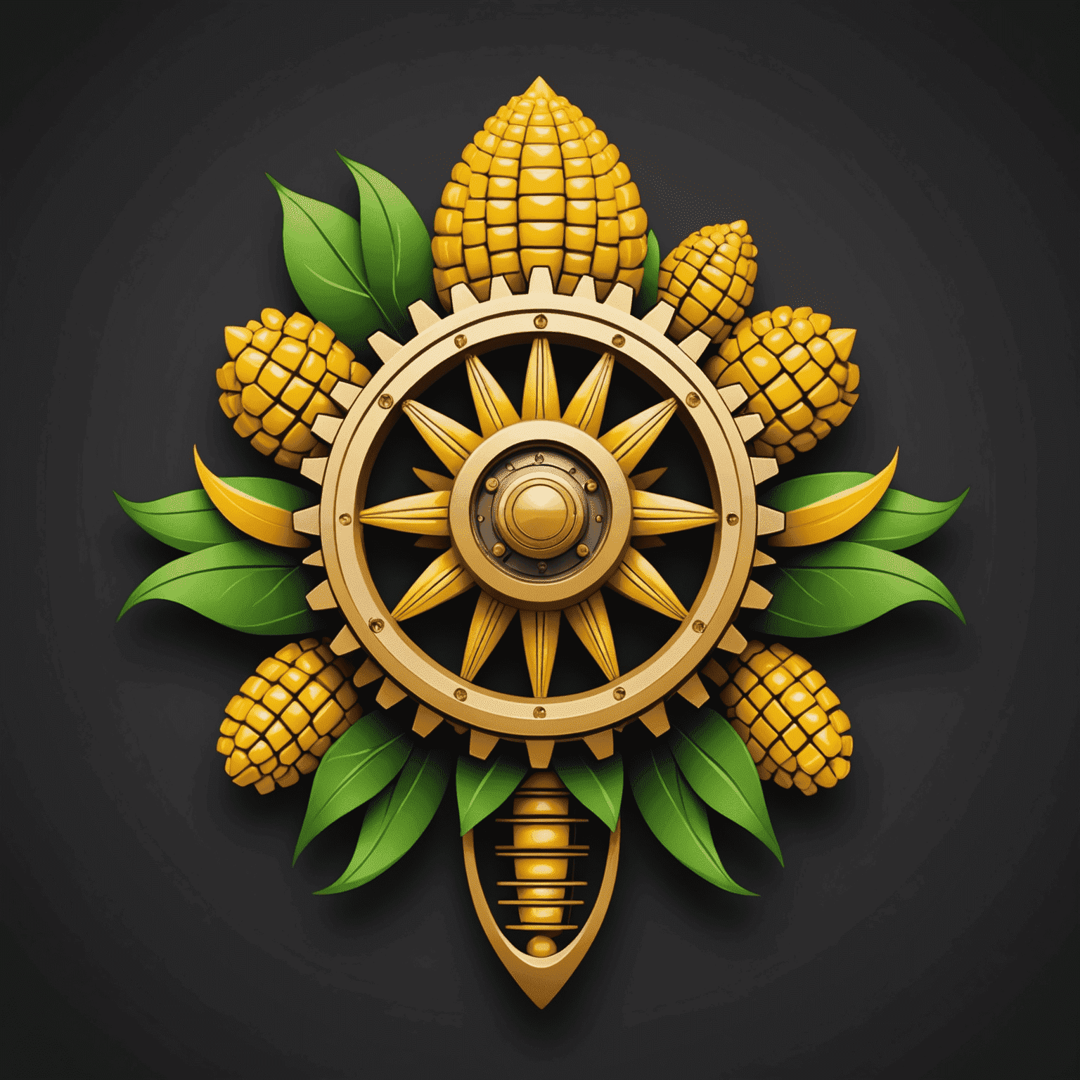 MielieMasterminds logo - A stylized maize cob with a gear mechanism, symbolizing agricultural expertise and operational efficiency