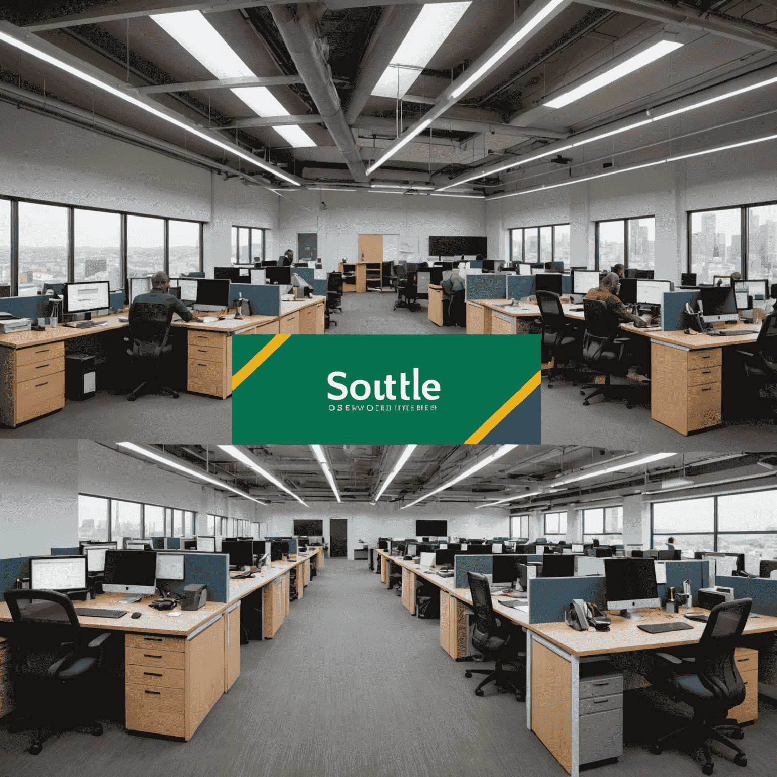 A before-and-after split image showing a cluttered, inefficient workspace transformed into a clean, organized, and technologically advanced environment. The image illustrates the tangible benefits of process optimization in a South African business context.